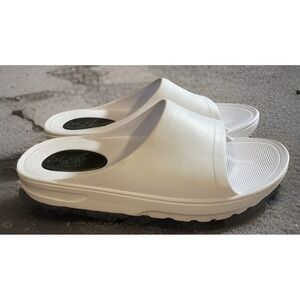 My Pillow Mens Size 11 Slides, Foam/Impact Gel, White Recovery Sandals